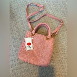 Quilted Style Pink Vegan Crossbody Bag | New